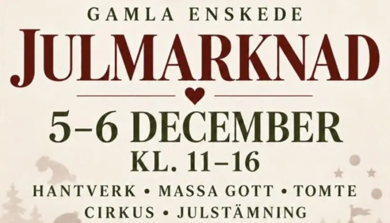 Beskriver tidpunkt och datum för julmarknaden i Enskede